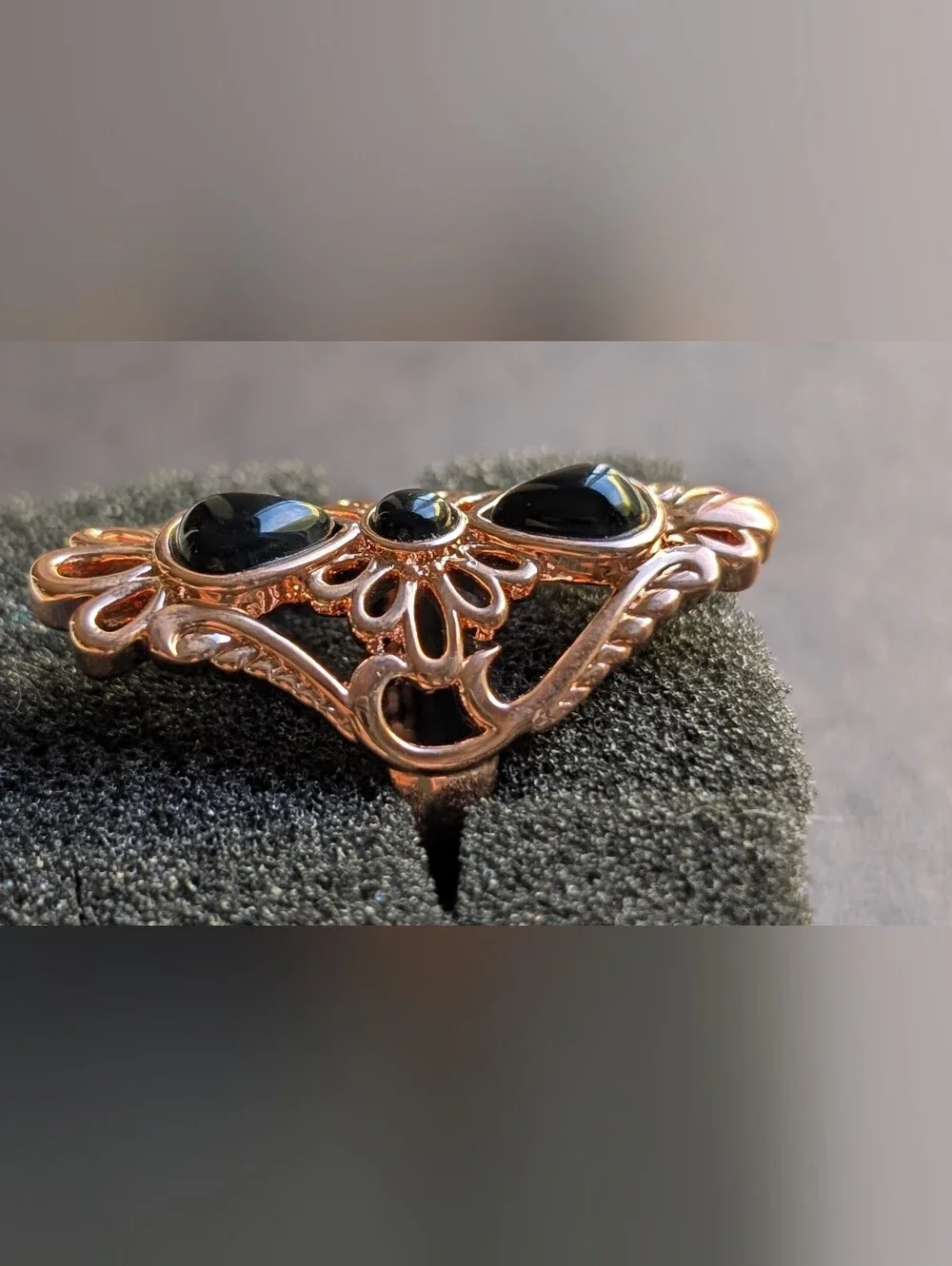 Copper And Onyx Ring